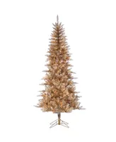 Sterling 7.5-Foot High Tuscany Tinsel Pre-Lit Tree in Rose Gold with Clear White Lights