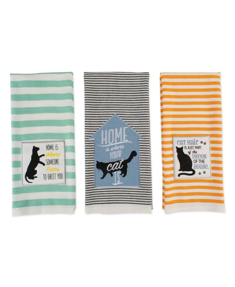 Design Imports Asst Cats Meow Embellished Dishtowel Set of 3