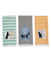 Design Imports Asst Cats Meow Embellished Dishtowel Set of 3