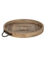 Kate and Laurel Marmora Wood Metal Round Tray - 18" x 18.25"