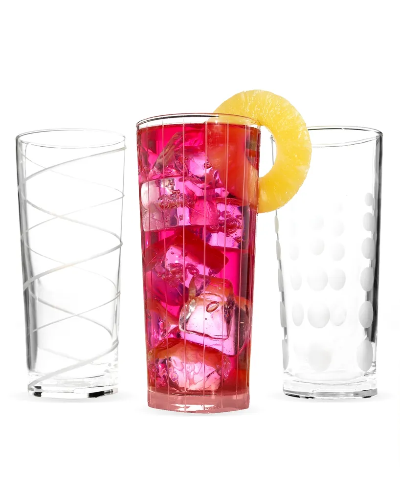 Mikasa Cheers Patterned Highball Glasses, Set of 4