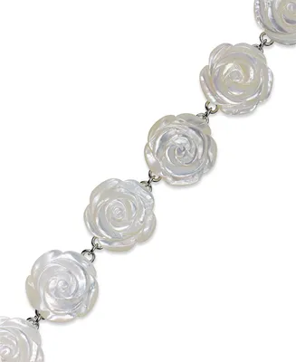 Sterling Silver Bracelet, Mother of Pearl Flower Bracelet