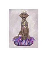 Fab Funky Weimaraner on Purple Cushion Canvas Art - 27" x 33.5"