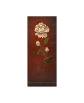 Pablo Esteban White Rose on Red Background Canvas Art