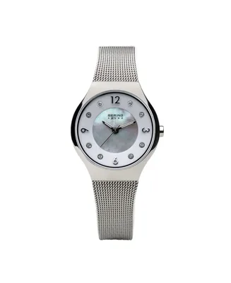 Bering Ladies' Slim Solar Stainles Steel Mesh Watch