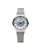 Bering Ladies' Slim Solar Stainles Steel Mesh Watch
