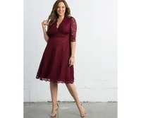 Kiyonna Plus Mademoiselle Lace Cocktail Dress with Sleeves