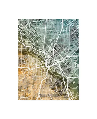 Michael Tompsett Dallas Texas City Map Teal Orange Canvas Art