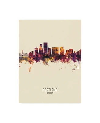 Michael Tompsett Portland Oregon Skyline Portrait Iii Canvas Art
