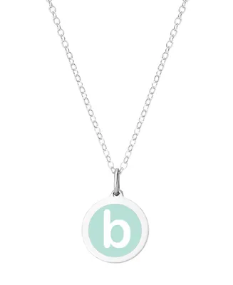 Auburn Jewelry Mini Initial Pendant Necklace Sterling Silver and Mint Enamel, 16" + 2" Extender