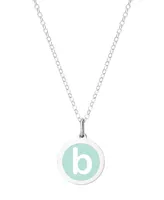 Auburn Jewelry Mini Initial Pendant Necklace Sterling Silver and Mint Enamel, 16" + 2" Extender