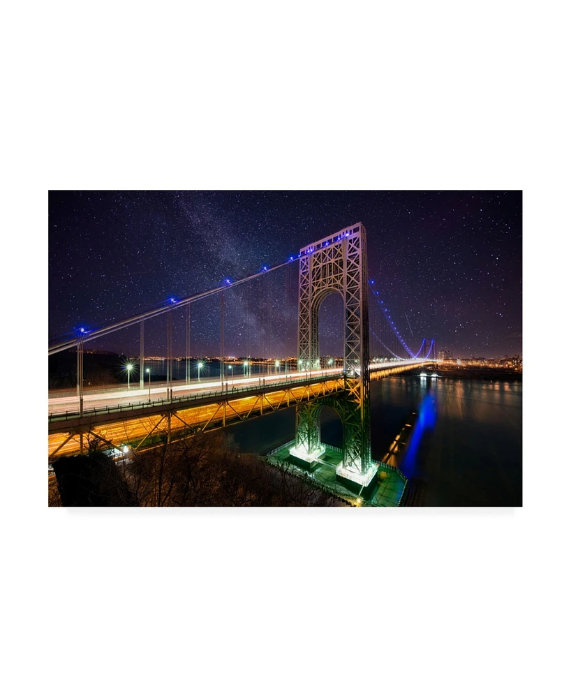 David Ayash George Washington Bridge Starry Night Canvas Art - 27" x 33.5"