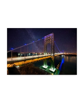 David Ayash George Washington Bridge Starry Night Canvas Art - 27" x 33.5"