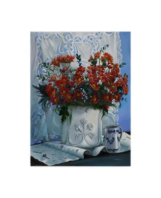 Danka Weitzen Vaso Bianco con Daliette Amaranto Canvas Art