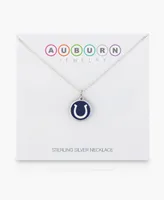 Auburn Jewelry Mini Horseshoe Pendant Necklace in Sterling Silver and Enamel, 16" + 2" Extender