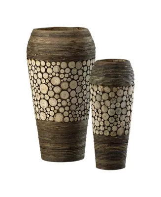 Cyan Design Wood Slice Oblong Vases, Set of 2