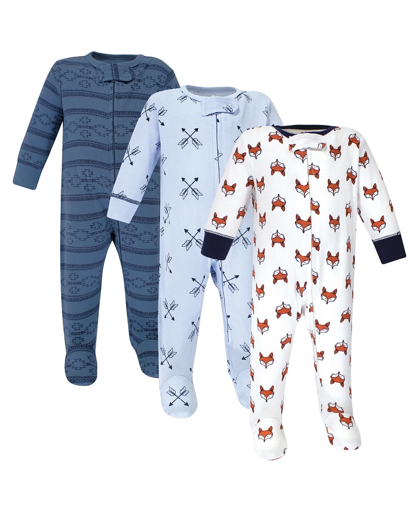 Yoga Sprout Baby Boys Cottton Zipper Sleep and Play 3pk, Cactus, 0-3 Months