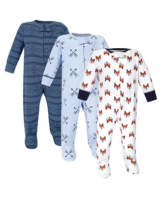 Yoga Sprout Baby Boys Cottton Zipper Sleep and Play 3pk, Cactus, 0-3 Months