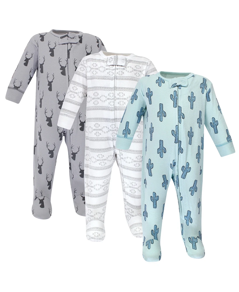 Yoga Sprout Zipper Sleep N Play, Cactus, 3 Pack