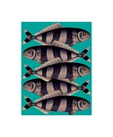 Fab Funky Blue Striped Fish Canvas Art - 36.5" x 48"