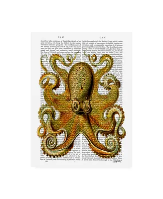 Fab Funky Vintage Yellow Octopus, Front Canvas Art - 15.5" x 21"