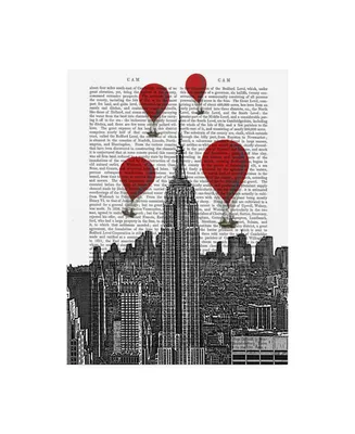 Fab Funky Empire State Building and Red Hot Air Balloons Canvas Art