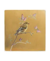 Danhui Nai Female Goldfinch on Gold Canvas Art - 15.5" x 21"