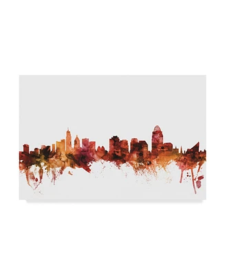 Michael Tompsett Cincinnati Ohio Skyline Red Canvas Art - 37" x 49"