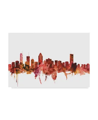 Michael Tompsett Montreal Canada Skyline Red Canvas Art - 20" x 25"