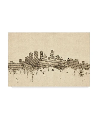 Michael Tompsett Minneapolis Minnesota Skyline Sheet Music Cityscape Canvas Art - 37" x 49"