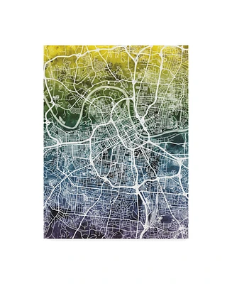 Michael Tompsett Nashville Tennessee City Map Blue Yellow Canvas Art - 20" x 25"