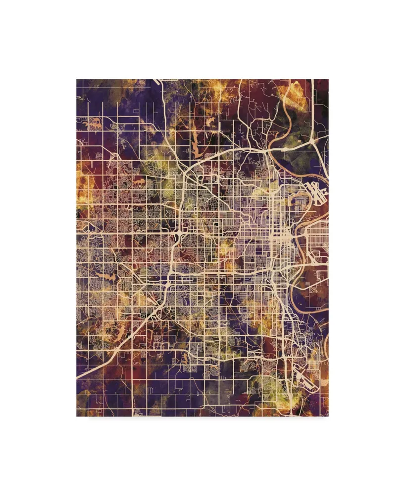 Michael Tompsett Omaha Nebraska City Map Ii Canvas Art - 20" x 25"