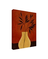Pablo Esteban Yellow Vase with Leaves Canvas Art - 27" x 33.5"
