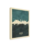 Michael Tompsett Glasgow Scotland Skyline Teal Canvas Art - 15.5" x 21"