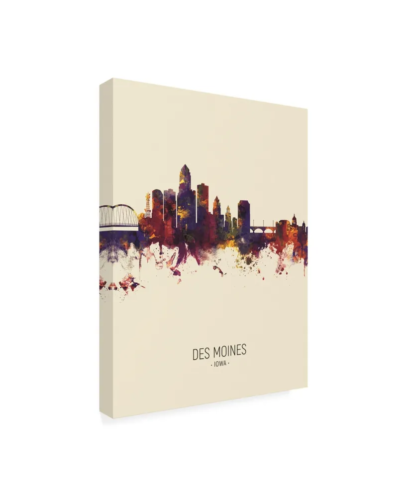 Michael Tompsett Des Moines Iowa Skyline Portrait Iii Canvas Art