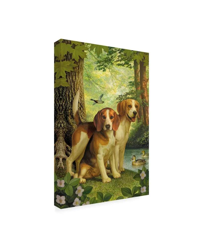 Dan Craig Beagles and Duck Canvas Art - 15.5" x 21"