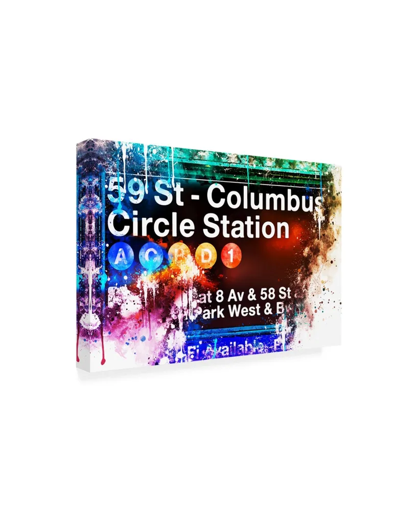 Philippe Hugonnard Nyc Watercolor Collection - 59St Columbus Circle Station Canvas Art