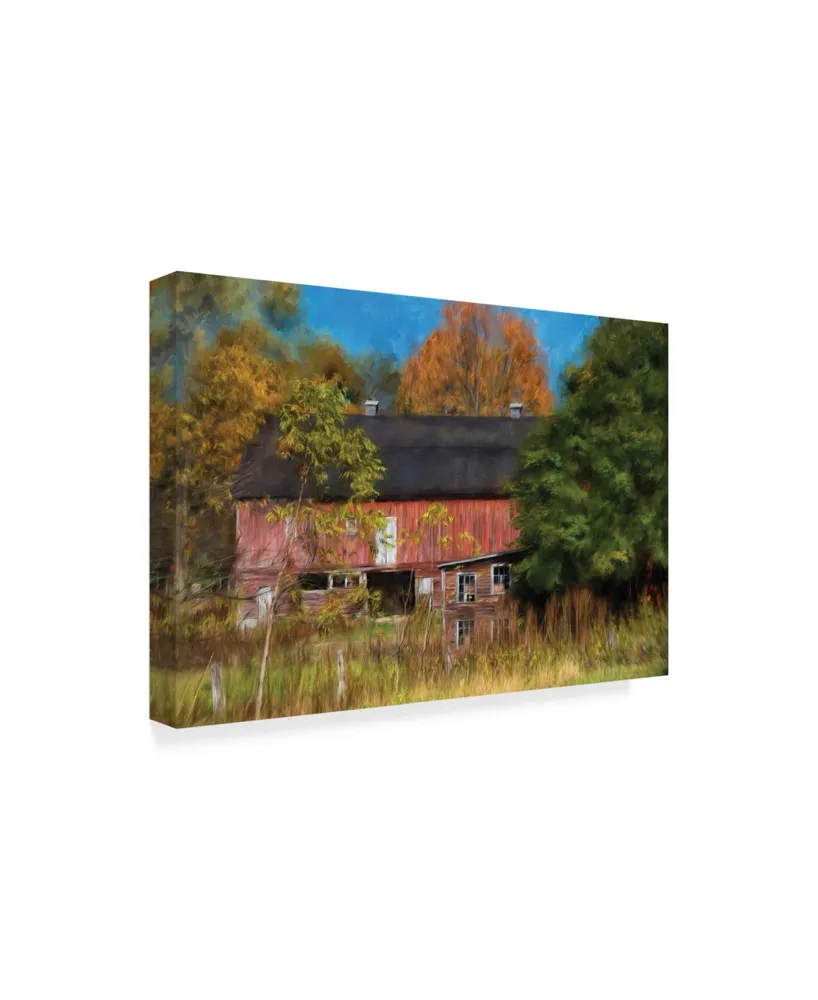 Lois Bryan Red Barn in October Canvas Art