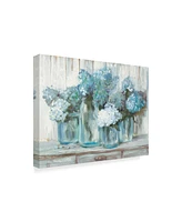 Carol Rowan Hydrangeas in Glass Jars Blue Canvas Art