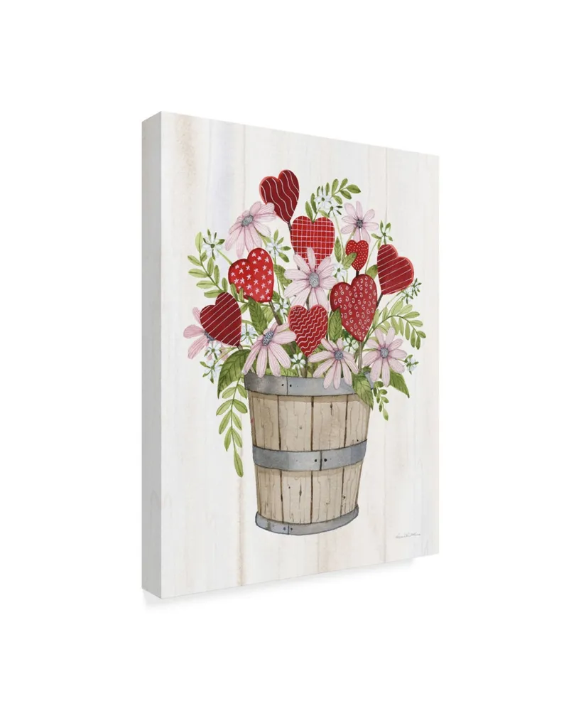 Kathleen Parr Mckenna Rustic Valentine Bushel Basket Canvas Art