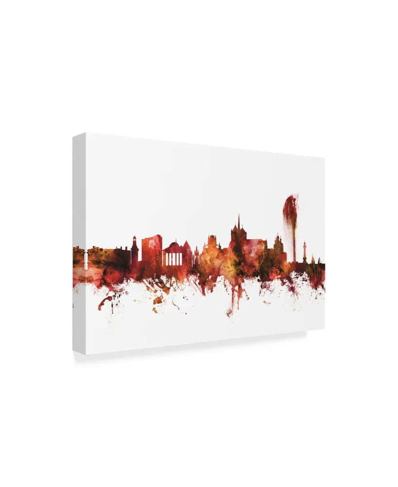 Michael Tompsett Geneva Switzerland Skyline Red Canvas Art