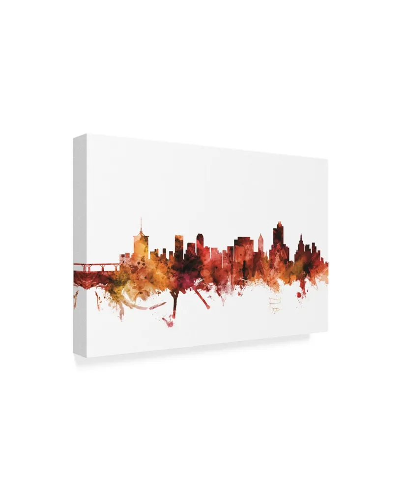 Michael Tompsett Tulsa Oklahoma Skyline Red Canvas Art