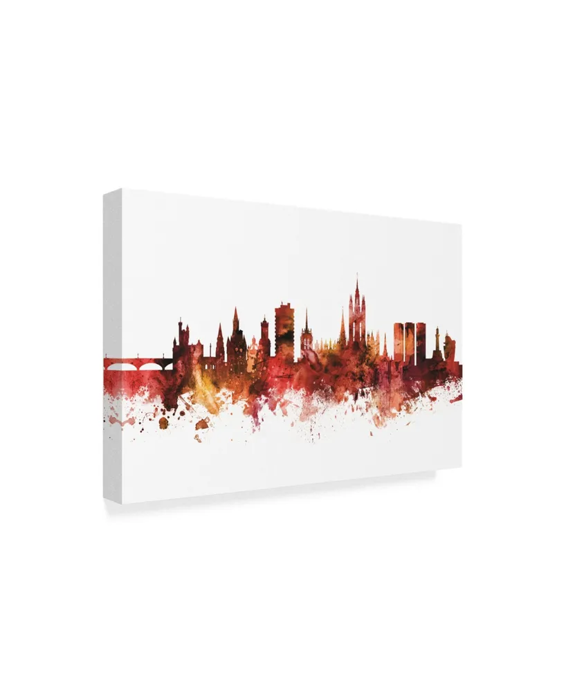 Michael Tompsett Aberdeen Scotland Skyline Red Canvas Art - 15" x 20"