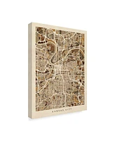 Michael Tompsett Kansas City Missouri City Map Brown Canvas Art - 20" x 25"