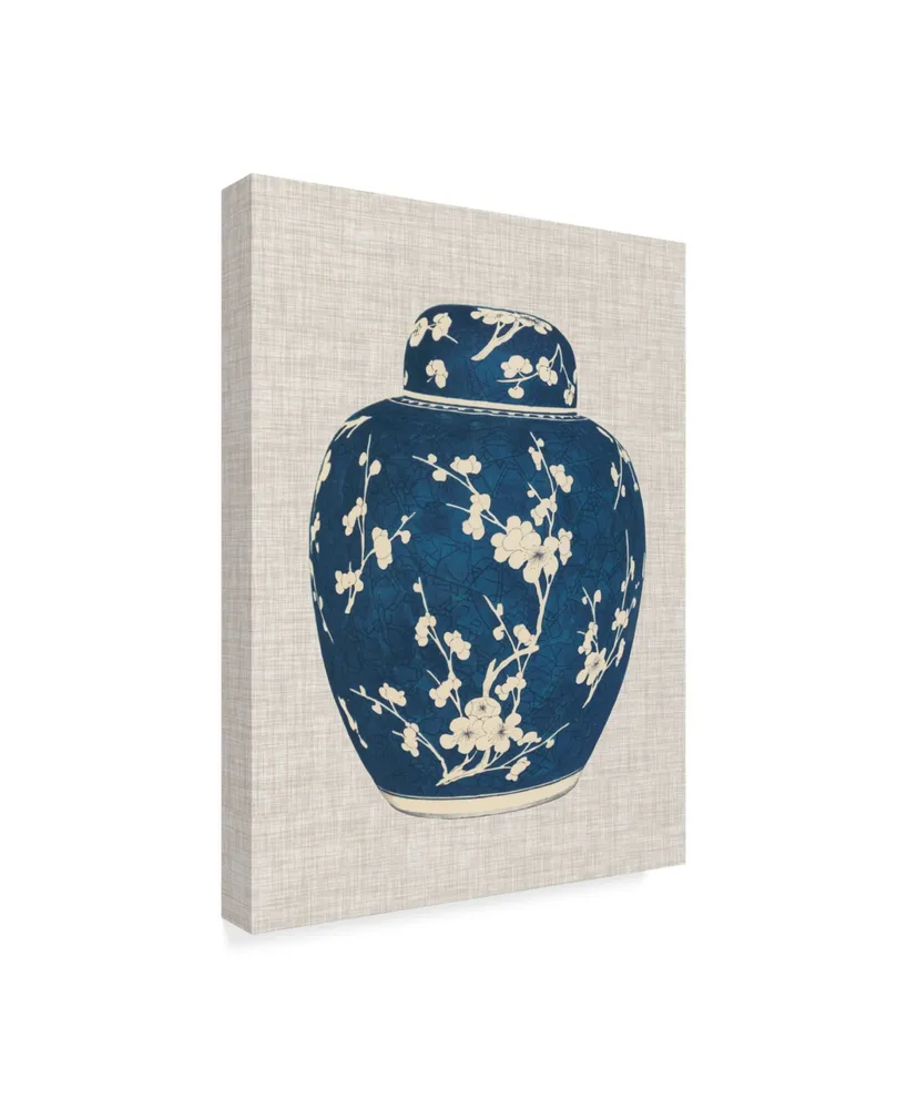 Vision Studio Blue & White Ginger Jar on Linen I Canvas Art - 15" x 20"