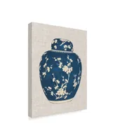 Vision Studio Blue & White Ginger Jar on Linen I Canvas Art - 15" x 20"