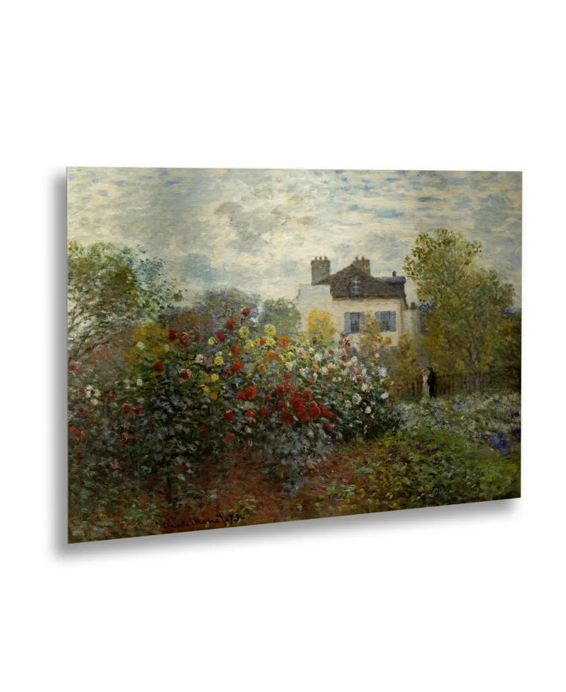 Claude Monet The Artist's Garden in Argenteuil Floating Brushed Aluminum Art - 22" x 25"