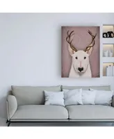 Fab Funky Bull Terrier and Antlers Canvas Art - 15.5" x 21"