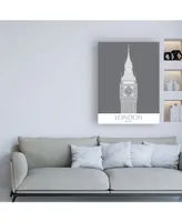 Fab Funky London Big Ben Monochrome Canvas Art - 15.5" x 21"