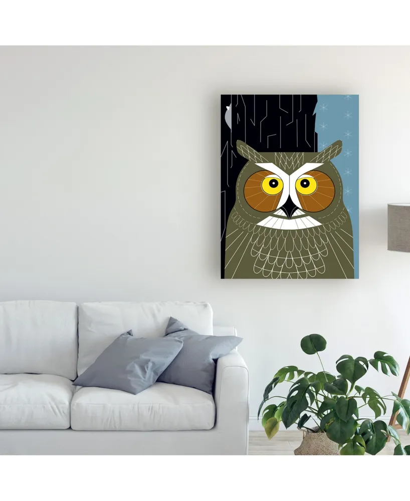 Marie Sansone Great Horned Owl Dark Tree Canvas Art